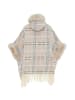 fraully Damen Poncho in Beige Mehrfarbig
