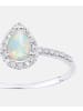 Diamant L'éternel Cluster-Ring aus 375 Weißgold mit Diamant mit Opal