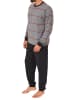 NORMANN Langarm Schlafanzug Bündchen Streifen - 77873 in dunkelgrau