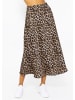 SASSYCLASSY Midi Rock mit Leo-Print in Schwarz, Braun, Beige