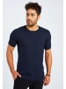 Leif Nelson Herren T-Shirt Feinstrick Rundhals LN-7665 in blau