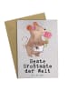 Mr. & Mrs. Panda Grußkarte Maus Beste Großtante der Welt mit Spruch in Grau Pastell