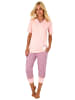 NORMANN Capri Pyjama Schlafanzug kurzarm Bündchen an Caprihose und Donut in rosa