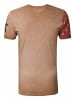 Rusty Neal USA T-Shirt Stars and Stripes V-Neck im Used-Look in Camel