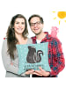 Mr. & Mrs. Panda Zierkissen Stinktier Sitzen mit Spruch in Türkis Pastell