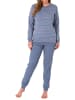 NORMANN interlock Pyjama Schlafanzug Bündchen Streifen - 69515 in blau