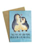 Mr. & Mrs. Panda Grußkarte Pinguin umarmen mit Spruch in Eisblau