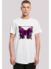 F4NT4STIC Long Cut T-Shirt Pink Schmetterling LONG TEE in weiß