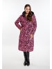 faina Damen Langer Steppmantel in Pink Zebra