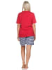NORMANN Kurzarm Pyjama Schlafanzug Shorty Maritimer Look in rot