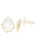 Adeliás Damen Ohrringe – Ohrstecker aus 925 Silber mit Perlmutt in gold