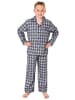 NORMANN langarm Flanell Schlafanzug Pyjama Karo zum durchknöpfen - 77058 in grau