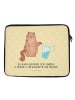 Mr. & Mrs. Panda Laptop Sleeve Katze Wasserglas mit Spruch in Gelb Pastell