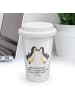 Mr. & Mrs. Panda ToGo Kaffeebecher Pinguine Kuss mit Spruch in Weiß