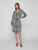 Vila Blusen Kleid Langarm Tunika Dress Knielang Animal Print VIFINI in Beige-Schwarz