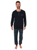 NORMANN Schlafanzug Pyjama Bündchen und karierter Jersey Hose - 75244 in marine