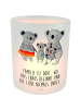 Mr. & Mrs. Panda Windlicht Glas Koala Familie mit Spruch in Transparent