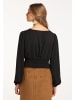 IZIA Damen Cropped Bluse Langarm in Schwarz