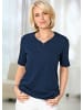 GOLDNER Kurzgröße:  T-Shirt Halbarm Basic-Shirt aus Baumwolle in marine