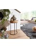 KADIMA DESIGN Beistelltisch AKOLA Massiv-Holz Wohnzimmer-Tisch Metallbeine in Akazie