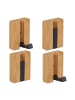 relaxdays 4 x Garderobenhaken in Natur/ Schwarz - (B)5 x (H)7 x (T)5 cm