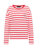 ELBSAND Sweatshirt Elva in Cloud White + Barberry STRIPE