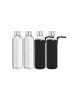relaxdays 4 x Trinkflasche in Transparent/ Schwarz - 500 ml