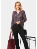 GOLDNER Elegantes Blusenshirt mit V-Ausschnitt in marine / gemustert