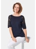 GOLDNER Halbarmshirt mit transparenten Details in mitternachtsblau
