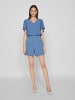 Vila Lockeres Shirt mit Volant Schultern Kurzarm Top V-Neck in Blau-3