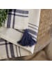 Chic Antique Geschirrtuch AIX Karo Linien Blau Creme mit Quasten