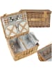 tectake Picknickbox für 4, 45 x 37 x 21 cm, Kühlfach, geflochtene Weide