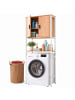 relaxdays Waschmaschinenschrank in Weiß/ Natur - (B)64 x (H)170 x (T)27 cm