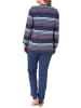 NORMANN Frottee Pyjama Bündchen Streifendesign - 69398 in blau-melange
