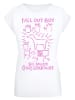 F4NT4STIC Extended Shoulder T-Shirt Fall Out Boy Pink Dog So Much Stardust in weiß