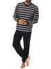 NORMANN Frottee Pyjama Schlafanzug lang Bündchen - 51543 in schwarz