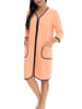Aquarti Aquarti Damen Bademantel mit Reißverschluss 3/4 Ärmel in apricot