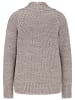 GOLDNER Kurzgröße:  Elegante Grobstrickjacke, Zopfmuster in taupe / melange
