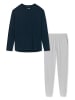 Schiesser Schlafanzug Cotton in Grau / Dunkelblau