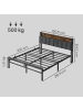 VASAGLE Bettgestell Conner in Schwarz-Tan - (B)160.5 x (H)104.5 x (T)218.3 cm
