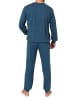 NORMANN Langarm Schlafanzug Pyjama Bündchen print in blau