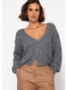 SASSYCLASSY Oversize Strickjacke mit Zopfmuster in Grau