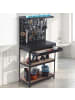 relaxdays Werkbank in Schwarz/ Natur - (B)81 x (H)156 x (T)41 cm