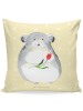 Mr. & Mrs. Panda 40x40 Kissen Chinchilla Blume ohne Spruch in Gelb Pastell