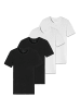 Schiesser T-Shirt 4er Pack in Schwarz/Weiß