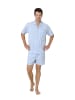 NORMANN Schlafanzug Shorty Pyjama kurzarm gewebt zum Knöpfen - 80033 in blau