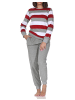 NORMANN Frottee Schlafanzug langarm Bündchen Blockstreifenoptik in rot