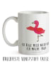 Mr. & Mrs. Panda Kaffeebecher Flamingo Yoga mit Spruch in Weiß