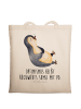 Mr. & Mrs. Panda Shopping Tasche Pinguin Lachen mit Spruch in Creme