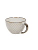 Siaki Collection Großer Becher für Kaffee oder Tee mit Untertasse in Beige, 11,6 x 7,6 x 15 cm